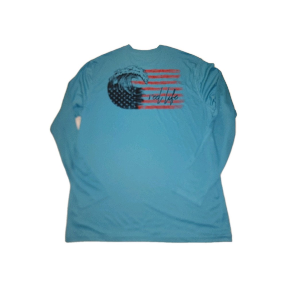 Men's Reel Life Size Large Teal Long Sleeve performance shirt
